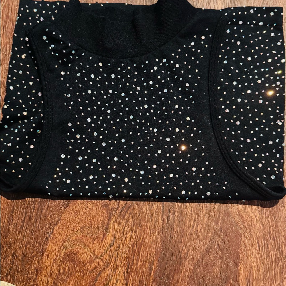 Black Rhinestone Embellished Women's Top